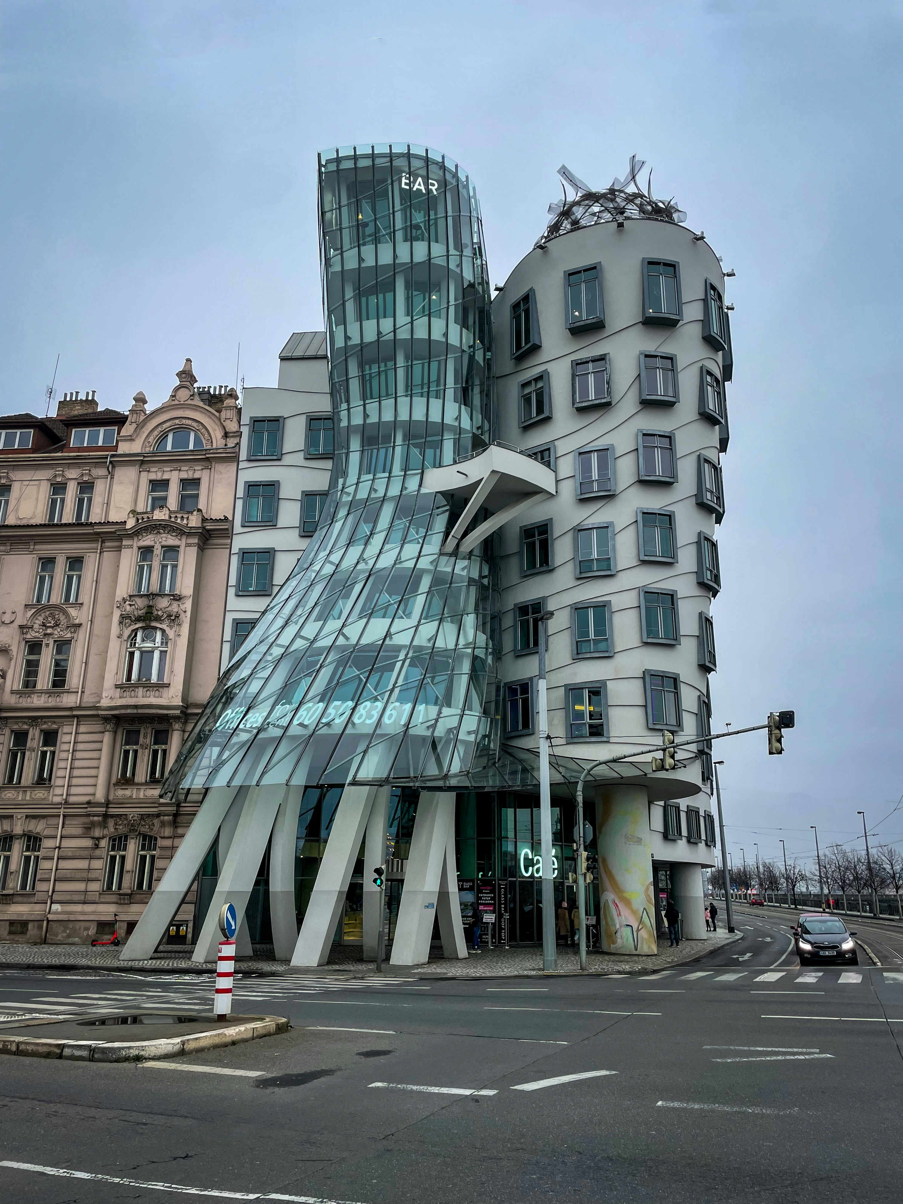 Dancing House and city architecture in Prague